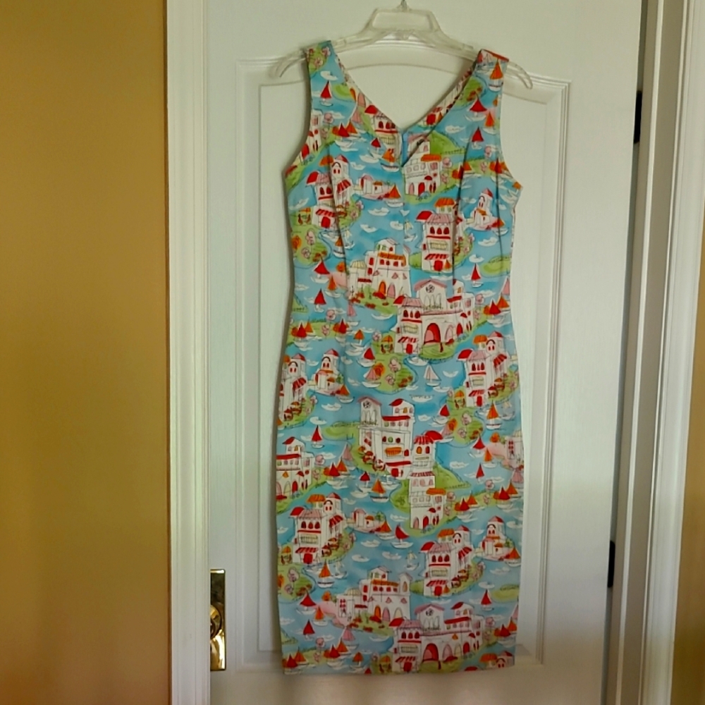 Talbots Size 4 Villa Print Sleeveless Dress